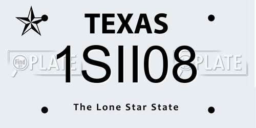 1SII08 Texas License Plate