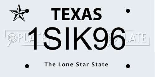 1SIK96 Texas License Plate