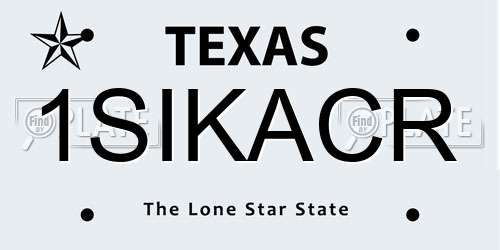 1SIKACR Texas License Plate