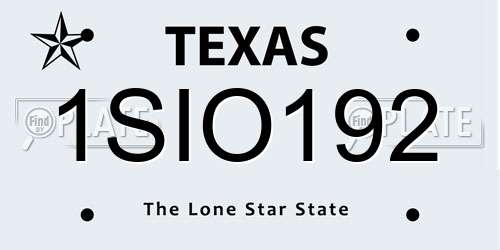 1SIO192 Texas License Plate