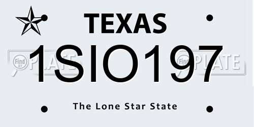 1SIO197 Texas License Plate