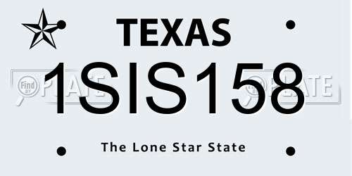 1SIS158 Texas License Plate