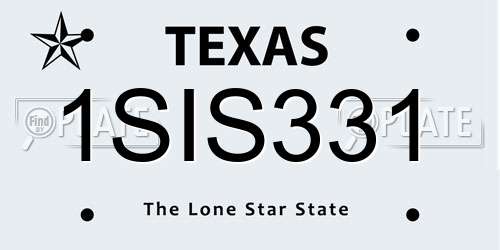 1SIS331 Texas License Plate