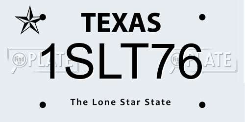 1SLT76 Texas License Plate