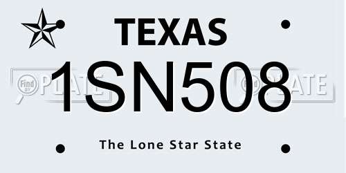 1SN508 Texas License Plate