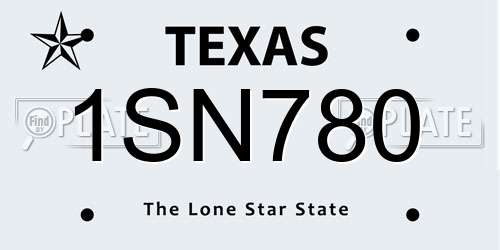 1SN780 Texas License Plate