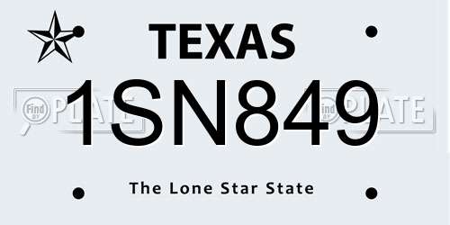 1SN849 Texas License Plate