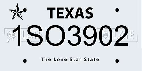 1SO3902 Texas License Plate