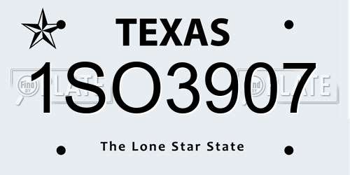 1SO3907 Texas License Plate