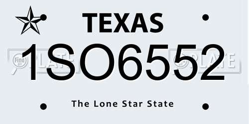 1SO6552 Texas License Plate