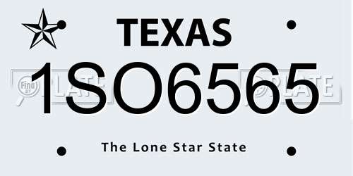 1SO6565 Texas License Plate