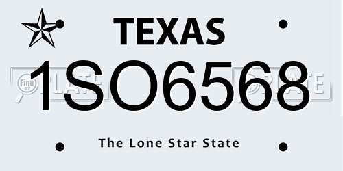 1SO6568 Texas License Plate