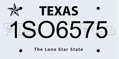 1SO6575 Texas License Plate