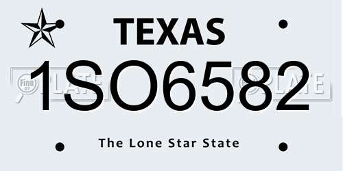 1SO6582 Texas License Plate