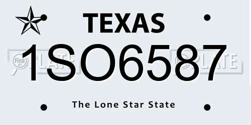 1SO6587 Texas License Plate