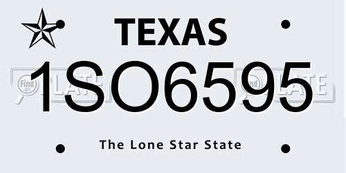1SO6595 Texas License Plate