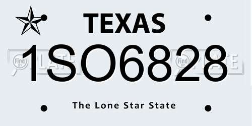 1SO6828 Texas License Plate