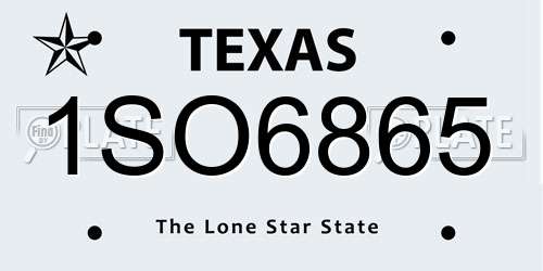 1SO6865 Texas License Plate