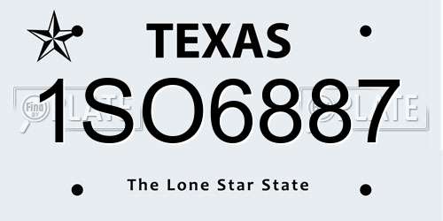 1SO6887 Texas License Plate