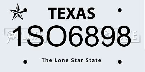 1SO6898 Texas License Plate