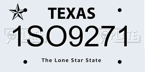 1SO9271 Texas License Plate