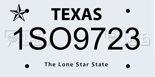 1SO9723 Texas License Plate