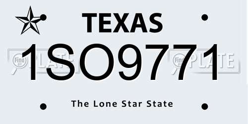 1SO9771 Texas License Plate