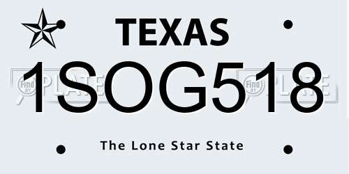1SOG518 Texas License Plate