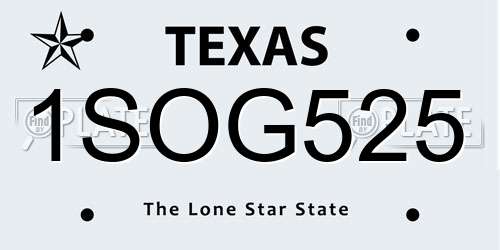 1SOG525 Texas License Plate