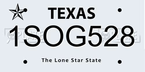 1SOG528 Texas License Plate