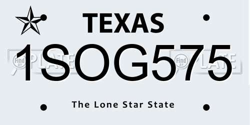 1SOG575 Texas License Plate