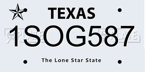 1SOG587 Texas License Plate