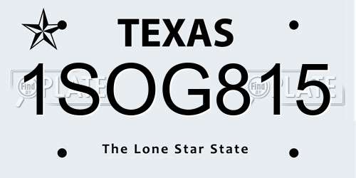 1SOG815 Texas License Plate
