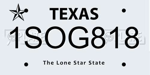 1SOG818 Texas License Plate