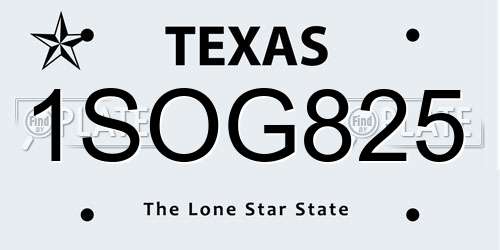 1SOG825 Texas License Plate