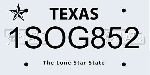 1SOG852 Texas License Plate
