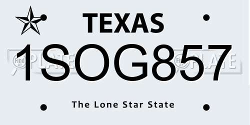 1SOG857 Texas License Plate