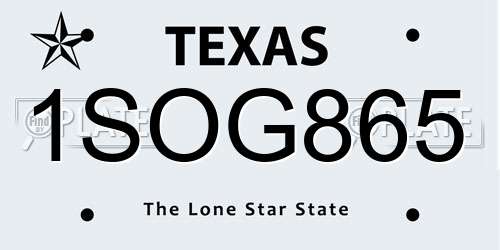 1SOG865 Texas License Plate