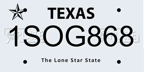 1SOG868 Texas License Plate