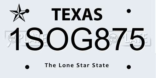 1SOG875 Texas License Plate