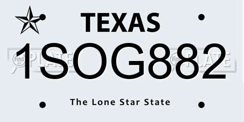 1SOG882 Texas License Plate