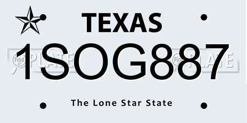 1SOG887 Texas License Plate