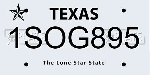 1SOG895 Texas License Plate