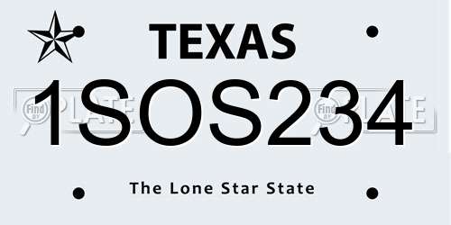 1SOS234 Texas License Plate