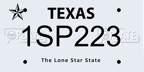 1SP223 Texas License Plate