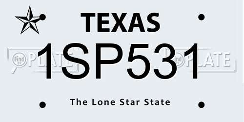 1SP531 Texas License Plate