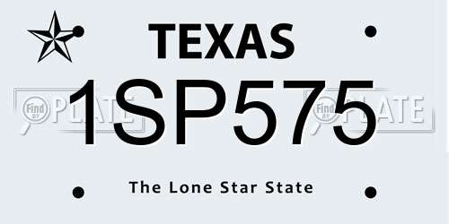 1SP575 Texas License Plate