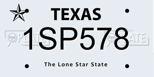 1SP578 Texas License Plate