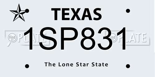 1SP831 Texas License Plate