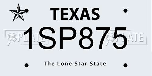 1SP875 Texas License Plate
